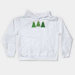 Festive Christmas Trees Trio (White Background) Kids Hoodie